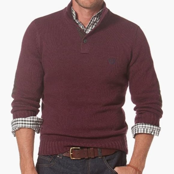 VTG Henry Grethel Herringbone Knit Wool Blend Relax Fit Grey Pullover M 4-Button - Picture 8 of 16